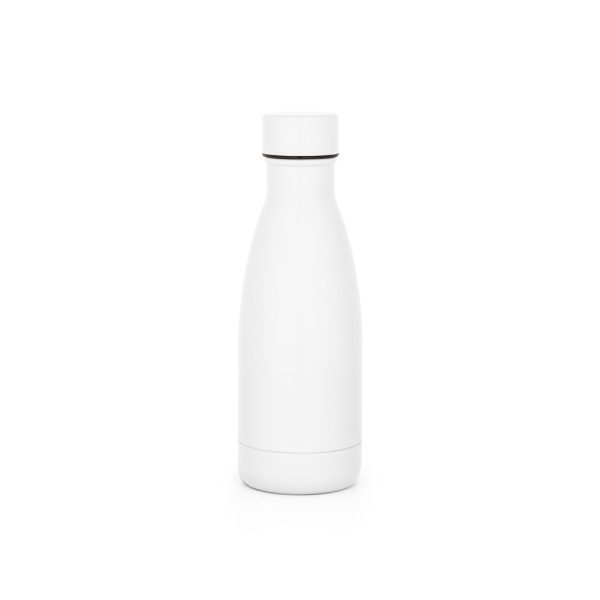 Garrafa térmica em aço inox 90% reciclado com parede dupla, isolada a vácuo e acabamento em mate 400 mL - Brinde Corporativo Personalizado | Enova