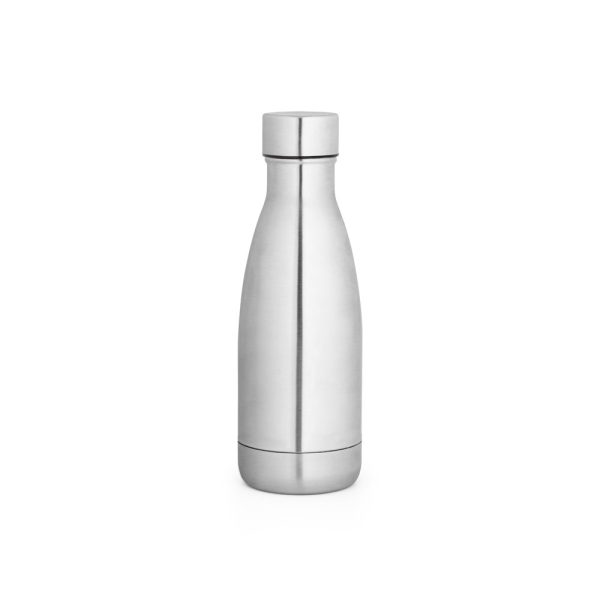 Garrafa térmica em aço inox 90% reciclado com parede dupla, isolada a vácuo e acabamento em mate 400 mL - Brinde Corporativo Personalizado | Enova