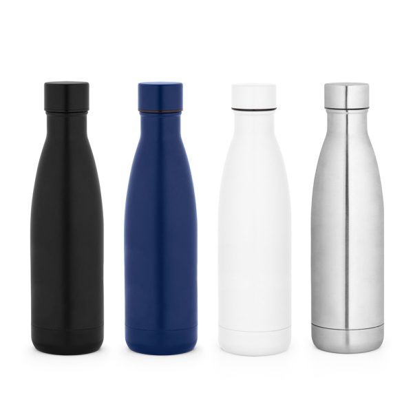 Garrafa térmica em aço inox 90% reciclado com parede dupla, isolada a vácuo e acabamento em mate 520 mL - Enova Brindes Personalizados