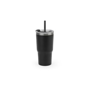Copo de viagem compacto em aço inox 91% reciclado com parede dupla isolada a vácuo e acabamento mate 600 mL - Brinde Corporativo Personalizado | Enova
