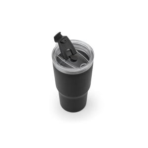 Copo de viagem compacto em aço inox 91% reciclado com parede dupla isolada a vácuo e acabamento mate 600 mL - Brinde Corporativo Personalizado | Enova