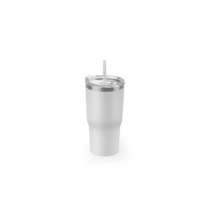 Copo de viagem compacto em aço inox 91% reciclado com parede dupla isolada a vácuo e acabamento mate 600 mL - Brinde Corporativo Personalizado | Enova