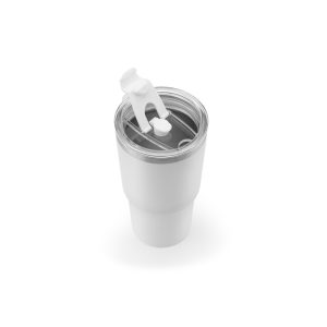 Copo de viagem compacto em aço inox 91% reciclado com parede dupla isolada a vácuo e acabamento mate 600 mL - Brinde Corporativo Personalizado | Enova