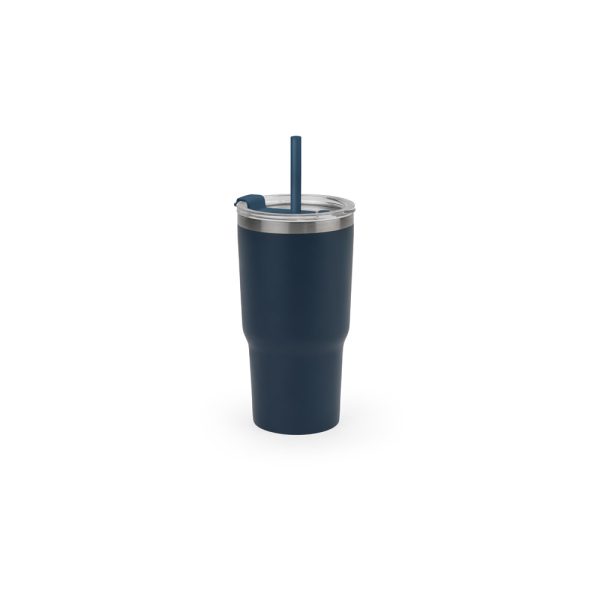 Copo de viagem compacto em aço inox 91% reciclado com parede dupla isolada a vácuo e acabamento mate 600 mL - Brinde Corporativo Personalizado | Enova