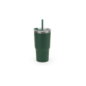 Copo de viagem compacto em aço inox 91% reciclado com parede dupla isolada a vácuo e acabamento mate 600 mL - Brinde Corporativo Personalizado | Enova