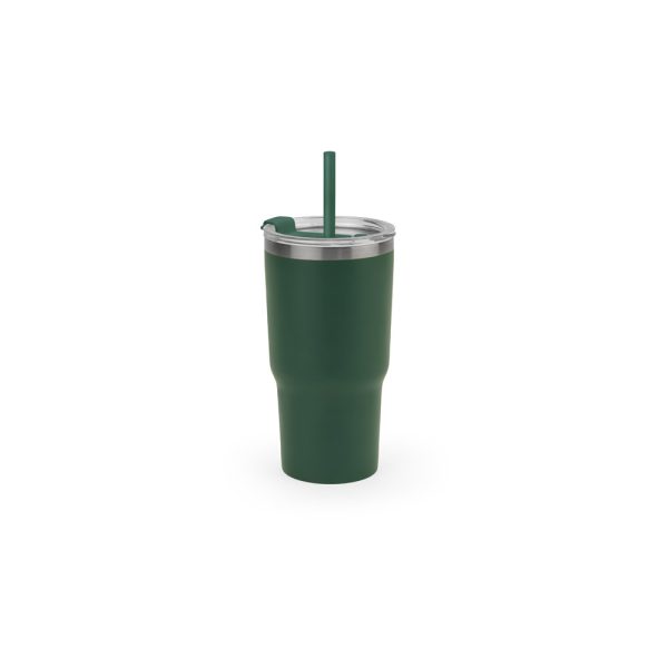 Copo de viagem compacto em aço inox 91% reciclado com parede dupla isolada a vácuo e acabamento mate 600 mL - Brinde Corporativo Personalizado | Enova