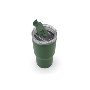 Copo de viagem compacto em aço inox 91% reciclado com parede dupla isolada a vácuo e acabamento mate 600 mL - Brinde Corporativo Personalizado | Enova