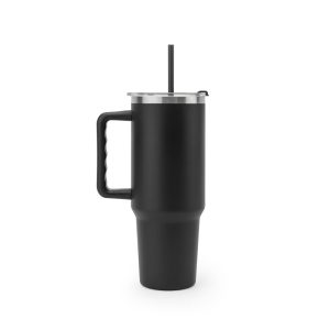 Copo de viagem de grande dimensão em aço inoxidável 91% reciclado com parede dupla isolada a vácuo e acabamento em mate 1300 mL - Brinde Corporativo Personalizado | Enova