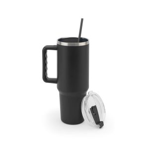 Copo de viagem de grande dimensão em aço inoxidável 91% reciclado com parede dupla isolada a vácuo e acabamento em mate 1300 mL - Brinde Corporativo Personalizado | Enova