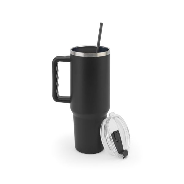 Copo de viagem de grande dimensão em aço inoxidável 91% reciclado com parede dupla isolada a vácuo e acabamento em mate 1300 mL - Brinde Corporativo Personalizado | Enova