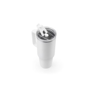 Copo de viagem de grande dimensão em aço inoxidável 91% reciclado com parede dupla isolada a vácuo e acabamento em mate 1300 mL - Brinde Corporativo Personalizado | Enova