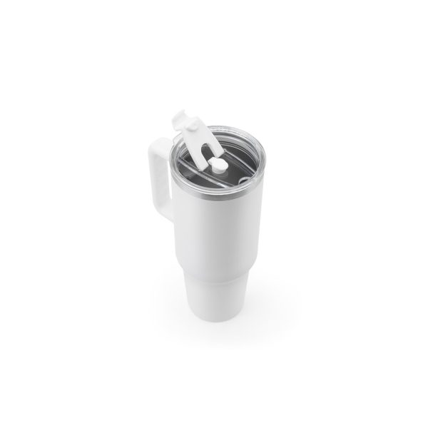 Copo de viagem de grande dimensão em aço inoxidável 91% reciclado com parede dupla isolada a vácuo e acabamento em mate 1300 mL - Brinde Corporativo Personalizado | Enova