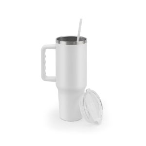 Copo de viagem de grande dimensão em aço inoxidável 91% reciclado com parede dupla isolada a vácuo e acabamento em mate 1300 mL - Brinde Corporativo Personalizado | Enova