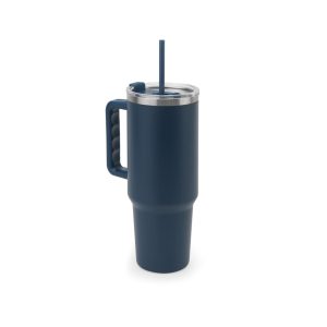 Copo de viagem de grande dimensão em aço inoxidável 91% reciclado com parede dupla isolada a vácuo e acabamento em mate 1300 mL - Brinde Corporativo Personalizado | Enova