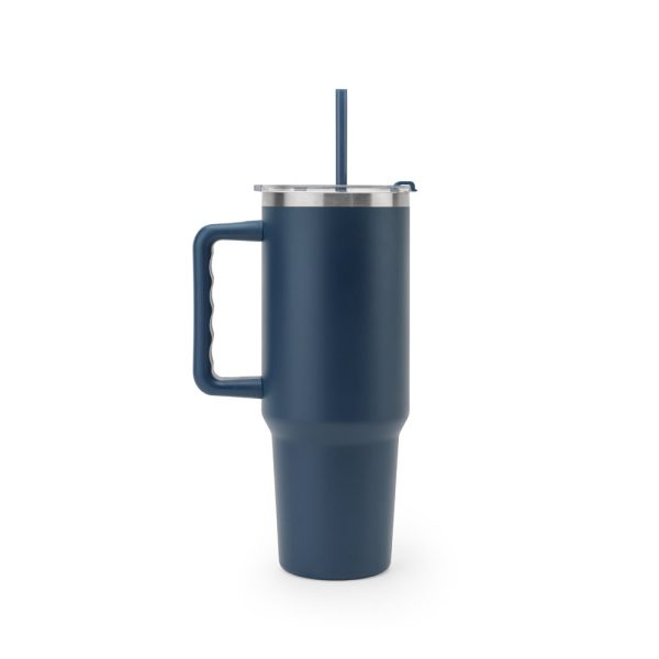 Copo de viagem de grande dimensão em aço inoxidável 91% reciclado com parede dupla isolada a vácuo e acabamento em mate 1300 mL - Brinde Corporativo Personalizado | Enova