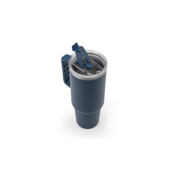 Copo de viagem de grande dimensão em aço inoxidável 91% reciclado com parede dupla isolada a vácuo e acabamento em mate 1300 mL - Brinde Corporativo Personalizado | Enova