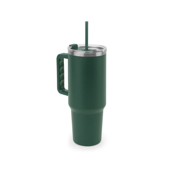 Copo de viagem de grande dimensão em aço inoxidável 91% reciclado com parede dupla isolada a vácuo e acabamento em mate 1300 mL - Brinde Corporativo Personalizado | Enova