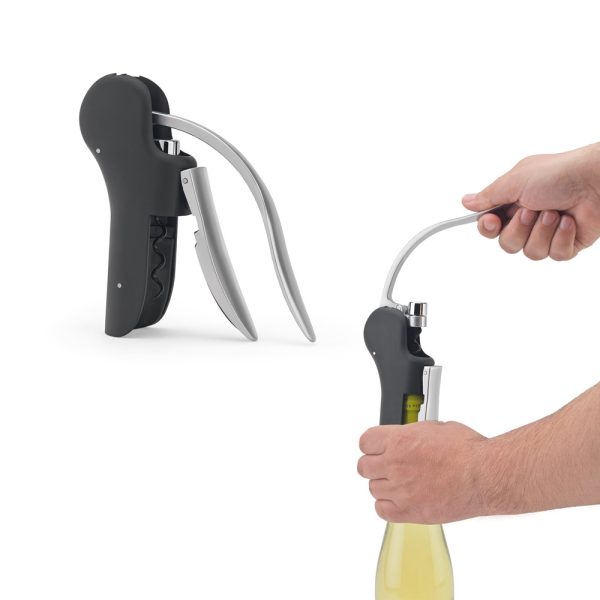 Saca-rolhas em ABS e zinco com alavanca automática para abertura fácil - Enova Brindes Personalizados