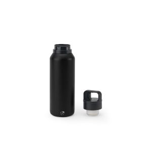 Garrafa em aço 91% inoxidável com parede dupla isolada a vácuo e botão que facilita sua abertura 590 mL - Brinde Corporativo Personalizado | Enova