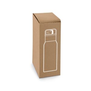Garrafa em aço 91% inoxidável com parede dupla isolada a vácuo e botão que facilita sua abertura 590 mL - Brinde Corporativo Personalizado | Enova