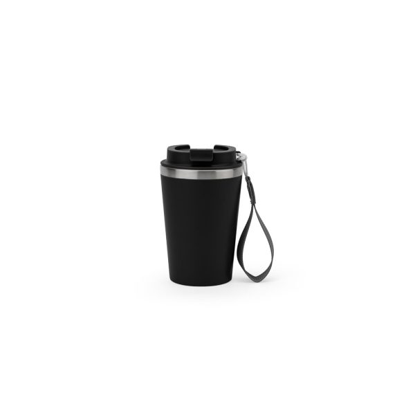 Copo de viagem em aço inox 90% reciclado com parede dupla e acabamento em mate 460 mL - Brinde Corporativo Personalizado | Enova