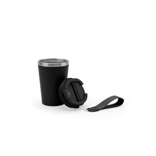Copo de viagem em aço inox 90% reciclado com parede dupla e acabamento em mate 460 mL - Brinde Corporativo Personalizado | Enova