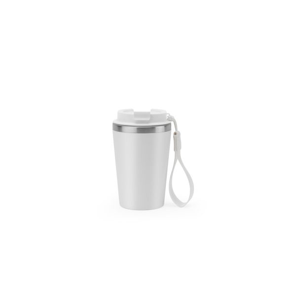 Copo de viagem em aço inox 90% reciclado com parede dupla e acabamento em mate 460 mL - Brinde Corporativo Personalizado | Enova