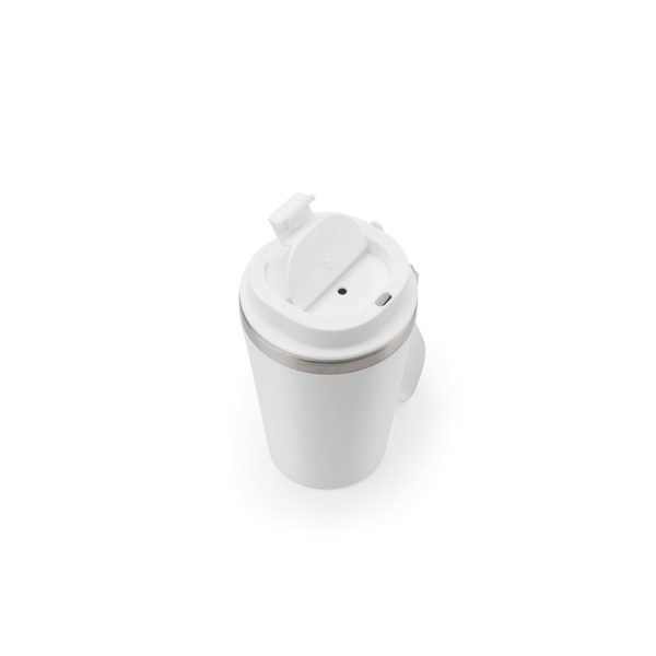 Copo de viagem em aço inox 90% reciclado com parede dupla e acabamento em mate 460 mL - Brinde Corporativo Personalizado | Enova
