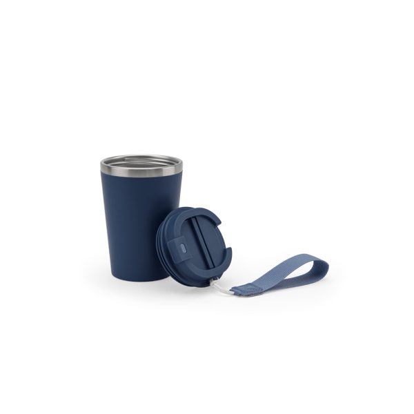 Copo de viagem em aço inox 90% reciclado com parede dupla e acabamento em mate 460 mL - Brinde Corporativo Personalizado | Enova
