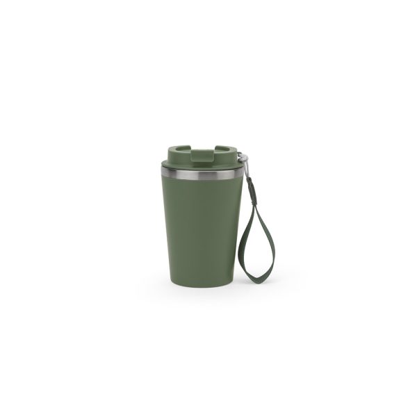 Copo de viagem em aço inox 90% reciclado com parede dupla e acabamento em mate 460 mL - Brinde Corporativo Personalizado | Enova