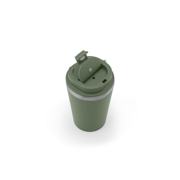 Copo de viagem em aço inox 90% reciclado com parede dupla e acabamento em mate 460 mL - Brinde Corporativo Personalizado | Enova