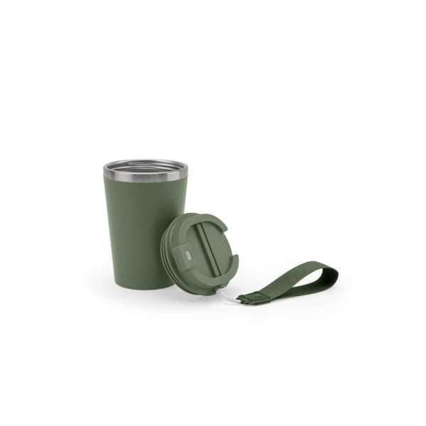 Copo de viagem em aço inox 90% reciclado com parede dupla e acabamento em mate 460 mL - Brinde Corporativo Personalizado | Enova