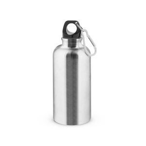 Squeeze esportiva em aço inox, de parede simples e acabamento brilhante com mosquetão 560 mL - Brinde Corporativo Personalizado | Enova