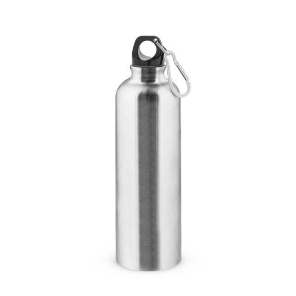 Squeeze esportiva em aço inox de parede simples com mosquetão 820 mL - Brinde Corporativo Personalizado | Enova