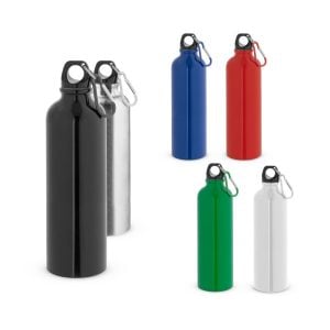 Squeeze esportiva em aço inox de parede simples com mosquetão 820 mL - Enova Brindes Personalizados