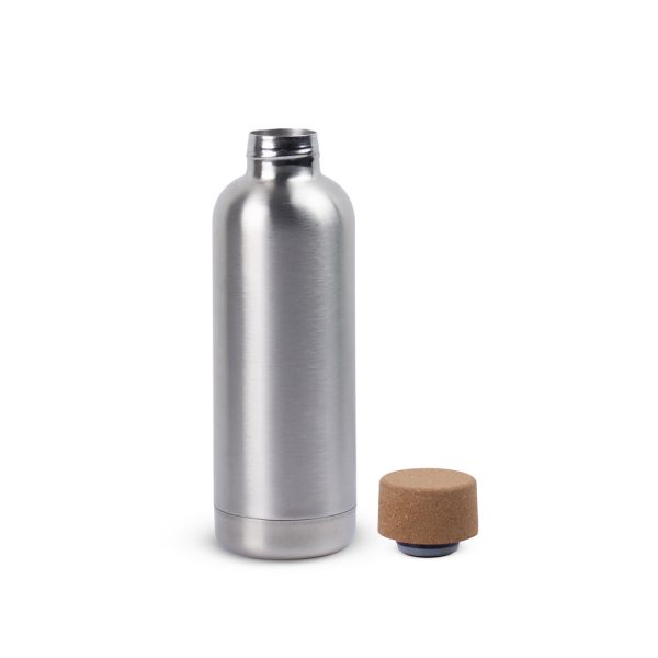 Squeeze em aço inox de parede simples, com tampa em cortiça 760 mL - Brinde Corporativo Personalizado | Enova