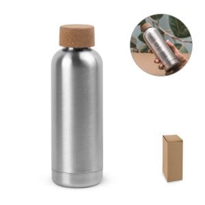 Squeeze em aço inox de parede simples, com tampa em cortiça 760 mL - Enova Brindes Personalizados
