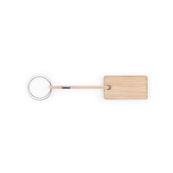 Chaveiro retangular em bambu com cordão em PET - Brinde Corporativo Personalizado | Enova
