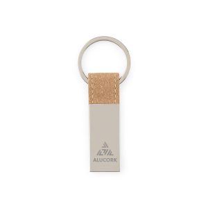Conjunto composto por um porta-cartões e chaveiro, ambos em metal e cortiça - Brinde Corporativo Personalizado | Enova