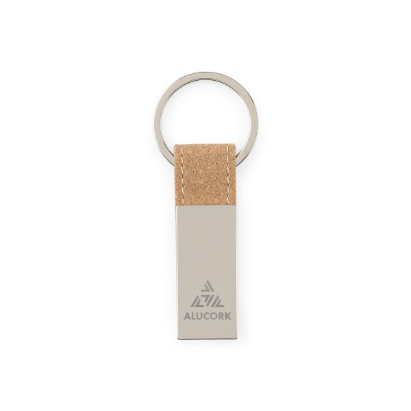 Conjunto composto por um porta-cartões e chaveiro, ambos em metal e cortiça - Brinde Corporativo Personalizado | Enova