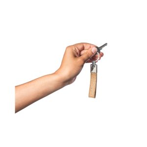 Conjunto composto por uma esferográfica e chaveiro, ambos em metal e cortiça - Brinde Corporativo Personalizado | Enova