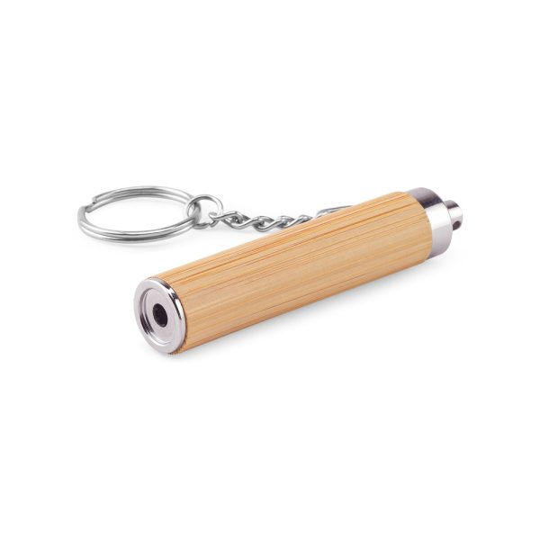 Chaveiro em bambu e ABS com lanterna LED - Brinde Corporativo Personalizado | Enova