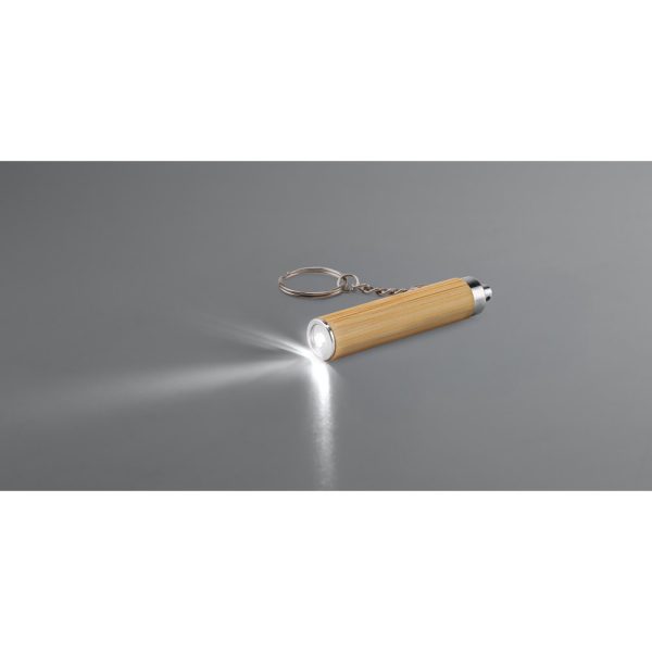 Chaveiro em bambu e ABS com lanterna LED - Brinde Corporativo Personalizado | Enova