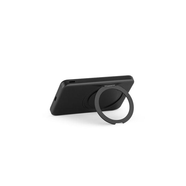 Bateria portátil magnética em ABS 100% reciclado com suporte, carregador wireless super-rápido 15W e capacidade de 5.000 mAh - Brinde Corporativo Personalizado | Enova