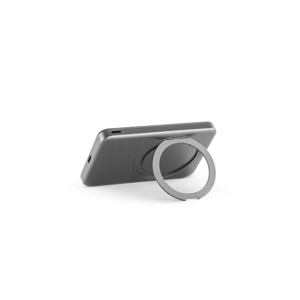 Bateria portátil magnética em ABS 100% reciclado com suporte, carregador wireless super-rápido 15W e capacidade de 5.000 mAh - Brinde Corporativo Personalizado | Enova