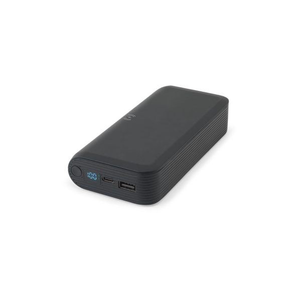 Bateria portátil em ABS 100% reciclado com carregador wireless super-rápido 15W e capacidade de 20.000 mAh - Brinde Corporativo Personalizado | Enova
