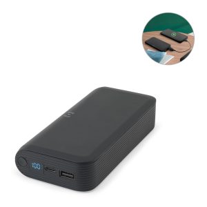 Bateria portátil em ABS 100% reciclado com carregador wireless super-rápido 15W e capacidade de 20.000 mAh - Enova Brindes Personalizados