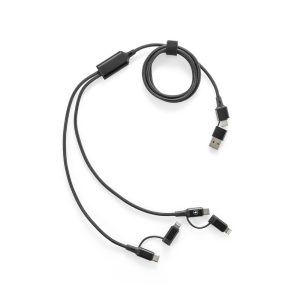 Cabo USB super-rápido 6 em 1 em alumínio 20% reciclado e PET 4% reciclado, permitindo a transferência de dados - Brinde Corporativo Personalizado | Enova