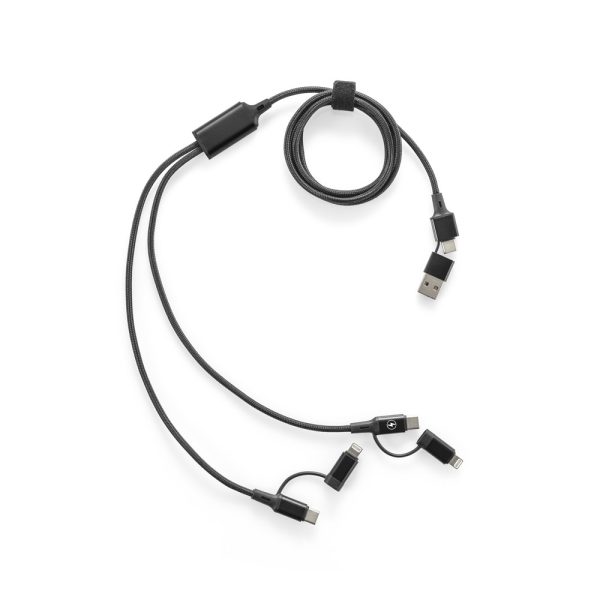 Cabo USB super-rápido 6 em 1 em alumínio 20% reciclado e PET 4% reciclado, permitindo a transferência de dados - Brinde Corporativo Personalizado | Enova