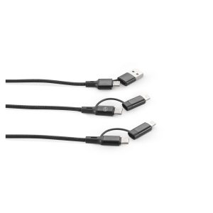 Cabo USB super-rápido 6 em 1 em alumínio 20% reciclado e PET 4% reciclado, permitindo a transferência de dados - Brinde Corporativo Personalizado | Enova